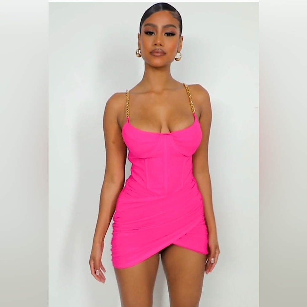 PrettyLittleThing NEW Hot Neon Pink Bodycon Dress